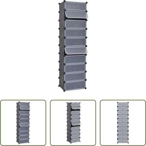 vidaXL Schuhordner - Schuh-Organizer Zusammenklappbar mit 10 Fächern Schwarz (1/5)