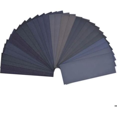HOXILEELEOPapier de verre 36 pièces, feuilles de papier de verre, papier de verre 400 -3000 pour métal, papier de verre sec et humide (1/4)