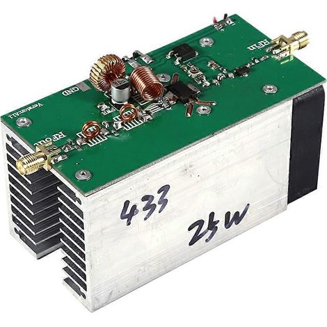 Amplificateur de puissance RF 433 MHz 25 W pour transmission d'images avec ventilateur de refroidissement 390-470 MHz pour émetteur-récepteur radioamateur