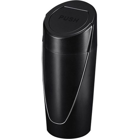 Sollbry Cubo de basura para coche con tapa, portavasos, mini cubo de basura portátil para coche, consola o puerta, apto para coche, casa, oficina, color negro (1/5)