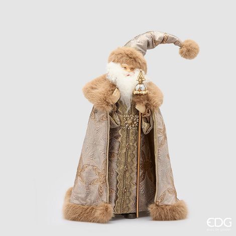 EDG Enzo De Gasperi Babbo Natale con Mantello Platino H77 cm in Poliresina – Decorazione Natalizia (1/5)