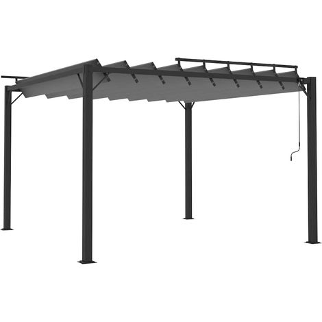vidaXL Cenador con techo de lamas tela antracita y aluminio 3x3 m (1/2)