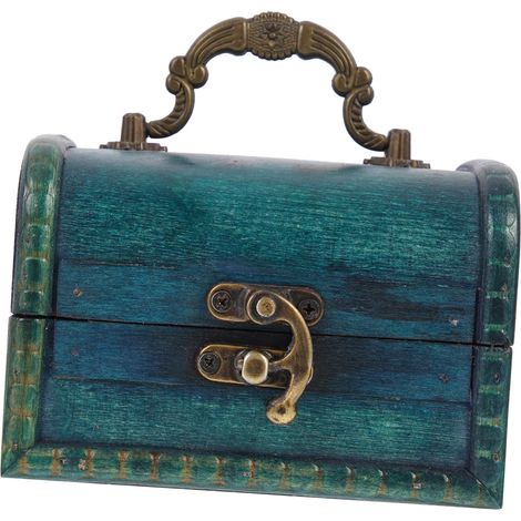 Boîte de rangement de coffre au trésor de bijoux en bois, organisateur de bibelots personnalisés, bibelots rétro, 11.588cm (1/5)