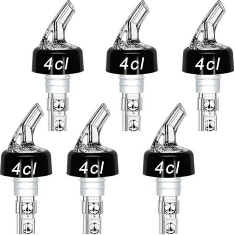 Zyluniy Bouchon Doseur Alcool 4cl, 6pcs Bec Verseur Réglable pour Bouteille de Whisky, Ricard & Cocktails, Doseur Liquide Précis (1/5)