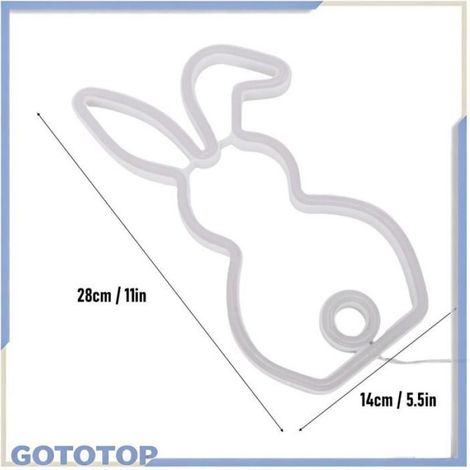 Enseigne au néon de lapin Applique murale LED en forme de lapin, signe artistique, pour linge applique Rose (1/5)
