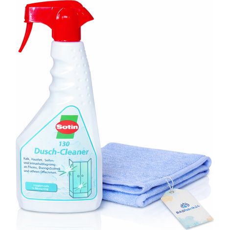 BADfabrik24 Sotin DC 130 Duschcleaner 500ml mit Schaumsprühdüse + Mikrofasertuch 40x40 cm blau
