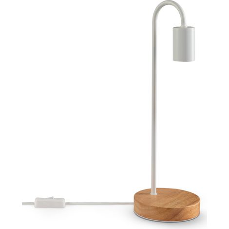 Paco Home Lampada Da Tavolo Comodino E14 Lampada Da Terra Minimalista Scandinavo E27 Legno Lampada da tavolo, Bianco
