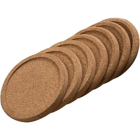 Lot de 12 sous-verres ronds en liège, absorbants et simples, de 10 cm de diamètre, pour la maison, le restaurant, le bureau et le bar (sans motifs).-10.00X10.00X1.00CM (1/3)
