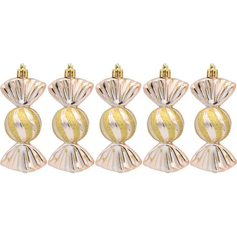 (Verpackungsmaße: 20 x 11,5 x 4 cm, Einzelmaße: 11 x 4 cm) Geschenkset mit 5 Weihnachtsdekorationen, Accessoires für tellerförmige Pralinen oder Champagner, Christbaumschmuck (1/2)