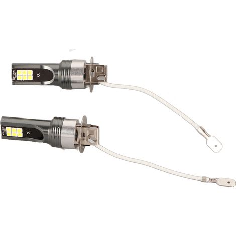 Paire d'ampoules H3 LED 12V‑24V, 12 LED, blanc 6500K‑7500K, pour phares voiture (1/5)
