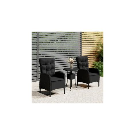 Mobilier de bistro de jardin 3 pcs Résine tressée Noir (1/5)