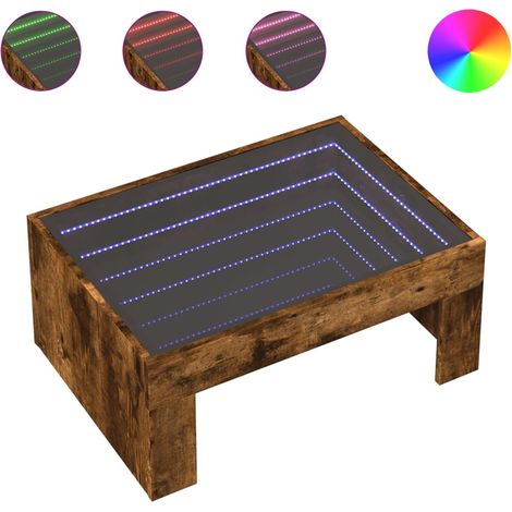 Maison Exclusive - Couchtisch mit Infinity-LED Räuchereiche 70x50