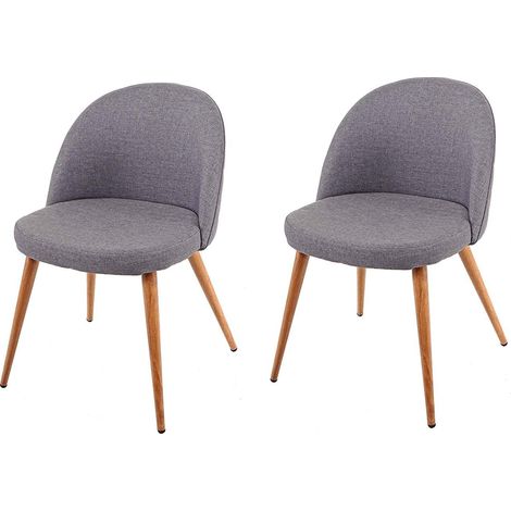 Lot de 2 chaises de salle à manger gris foncé pieds en bois style rétro CDS04415 (1/5)