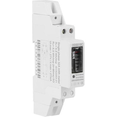 Compteur d'énergie monophasé de type rail 5-32 A 230 V 50 Hz DDS518C (1/5)