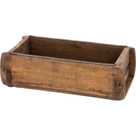 Ziegelform Holzkiste mit Metall Beschlägen - 30 x 15 cm - Vintage Deko Kiste aus Altholz - Allzweck Box aus altem recyceltem Holz shabby used look
