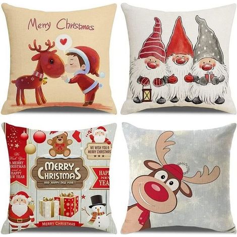 Housse de Coussin - Noël - Flocon de Neige - Rouge - Synthétique - Carré (1/4)