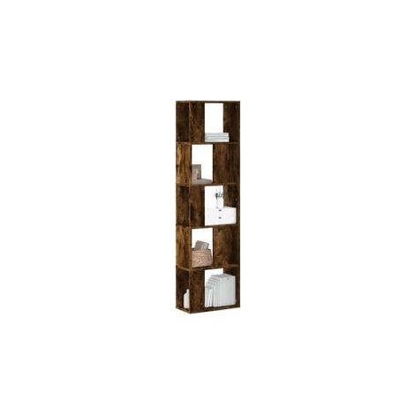 Bibliothèque 5 niveaux chêne fumé bois d'ingénierie (1/5)