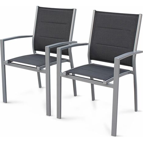 Pair of stackable aluminium garden armchairs Grey 57x57x89.5 cm - Chicago (1/5)