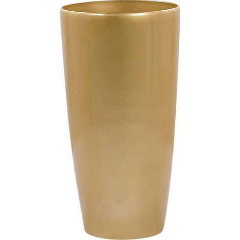 Maceta de mezcla de piedra dorada 40 cm brillante moderno interior exterior Tseria