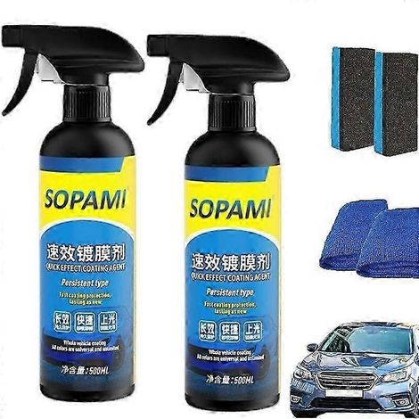 Lot de 1 à 3 sprays de protection Sopami pour voiture et moto, cire de polissage rapide pour une protection optimale. Taille : 2 lots. (1/4)