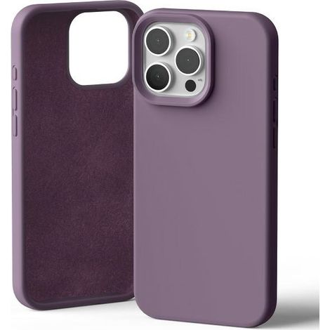 Funda de silicona Mercury para iPhone 16 Pro Max de 6,9 pulgadas, color morado.