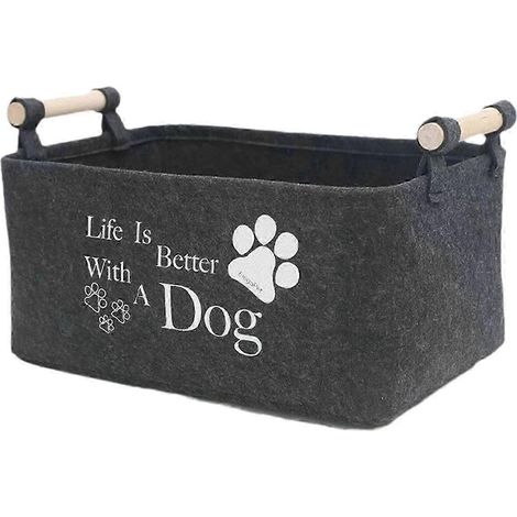 Aufbewahrungsbox für Haustierspielzeug, Hundespielzeug-Aufbewahrungsbox mit Holzgriffen, Mehrzweck-faltbare Aufbewahrungsbox für Katzenzubehör und Haustierkleidung-cat (1/5)