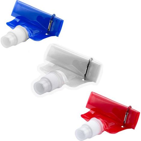 Gourde pliable 3 pièces pour activités de plein air - Gourde de sport - Gourde - Gourde de vélo - Gourde de randonnée - Sac isotherme de voyage - 12 x 26,5 cm - Blanc/Rouge/Bleu - PE/PA/PET (1/5)
