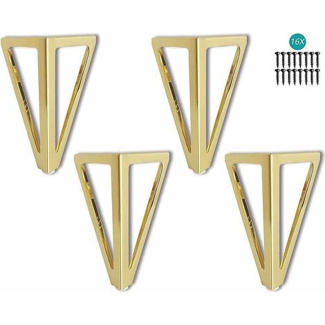 4 Packs Pieds de Meubles, Pieds de Table en Métal, 15cm Noir Pieds de Meuble, pour Table TV, Pied de Table Basse, Armoire, Canapé lit et Autres. (15cm, Gold) (1/5)