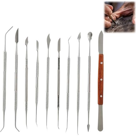 10 Pièces Outils Sculpture à Double Extrémité en Acier Inoxydable, Kit Sculpture Cire D'argile à Double Extrémités en Acier Inoxydable, Doubles Extrémité Outil Sculptures Argile pour Sculpter Cire (1/5)