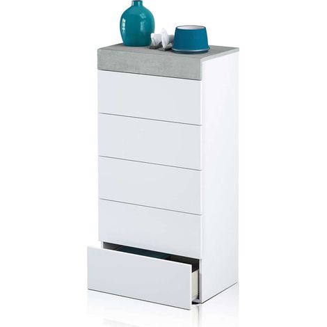 Sinfonier 5 cajones Modelo Tempo en blanco artik/cemento. 118cm(alto) 61cm(ancho) 40cm(fondo) (1/4)