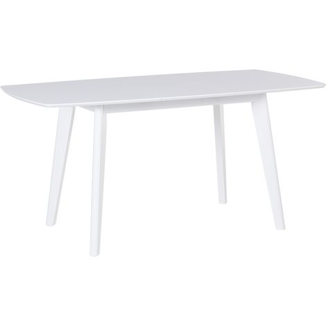 Mesa de comedor extensible madera maciza patas de madera blanco 120-160 x 80 cm escandinavo Sanford (1/5)