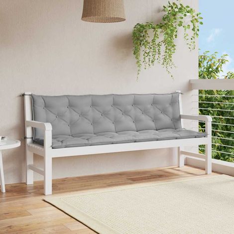 Cojín de banco de jardín tela Oxford gris 200x(50+50)x7 cm (1/5)