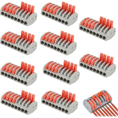 10 Pièces Connecteur Électrique, Domino Électrique Rapide à 8 Entrées, Raccord electrique, Connecteurs Electrique, Bornes de Connexion Automatique avec Commande à Levier, pour Câbles 0,08-4,0 mm² (1/5)