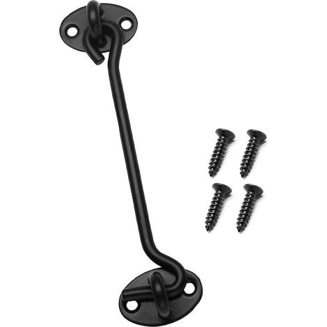 Gancio per porte e finestre in acciaio inox nero da 6 pollici, adatto per serrature di porte scorrevoli, persiane, 1 pezzo
