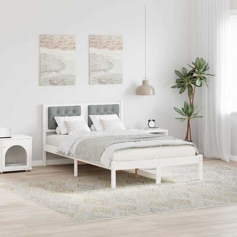 Cadre de lit-Structure de lit Gris clair 135 x 190 cm Pin massif 545522 (1/5)