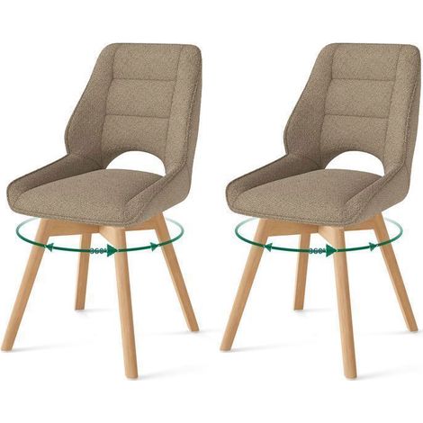 WAFTING Lot de 2 Chaises de Salle à Manger Pivotante, Chaise de Cuisine Scandinave, Pieds en bois massif, Marron (1/5)