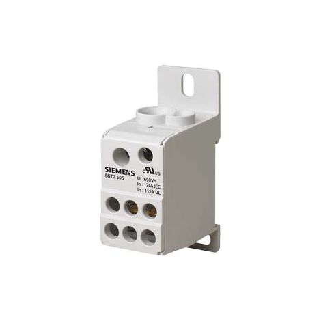 Blocco di distribuzione 125A 1P 690V 1x10-35mm2 1x6-16mm2 6x2.5-16mm2 DIN 5ST2505