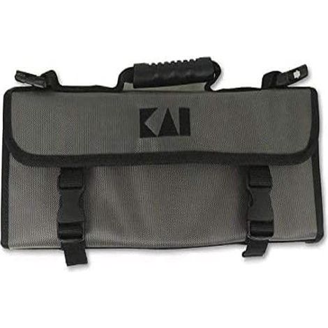 KAI Shun Premium piccola borsa per coltelli per 4 coltelli grandi e 3 piccoli, dimensioni aperta 46 x 47 cm, chiusa 46 x 16 x 7 cm - borsa per coltelli da cucina