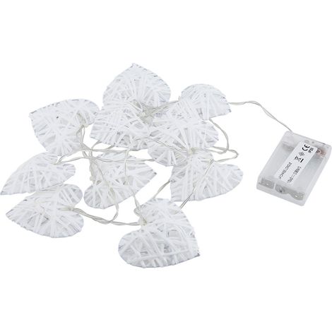 Guirlande lumineuse 10 LED en rotin, forme cœur romantique, décoration chaleureuse pour maison, fête, lampe suspendue. (1/5)