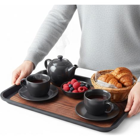 BANDEJA DE SERVICIO DE COCINA RECTANGULAR NEGRA 41,5脳30,5cm