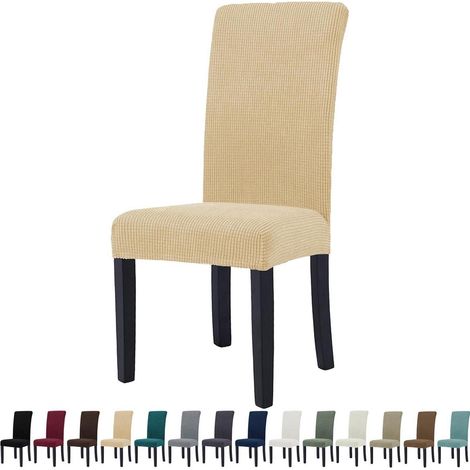 Stuhlhussen 4er Set, elastisch & waschbar, für Esszimmerstühle, Beige (1/5)