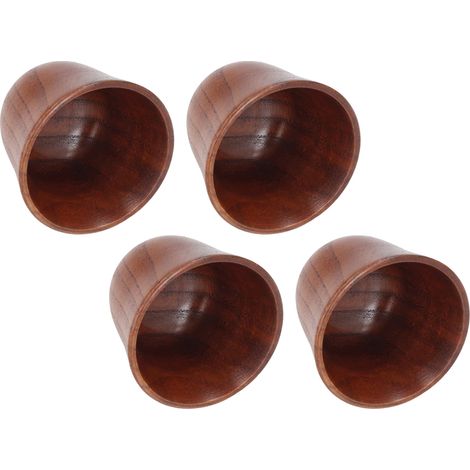 Set aus 4 kleinen japanischen Jujube-Holzbechern, Vintage-Sakegläser aus Holz mit rutschfestem und hitzebeständigem, nach innen gewölbtem Rand. (1/5)