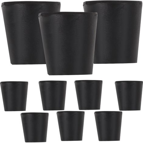 10pcs Bouchons en Caoutchouc Noir pour Tubes à Essai, Bouchons Coniques Trou, Étanchéité Solide pour Équipements de Laboratoire, pour Instituts de Recherche (1/5)