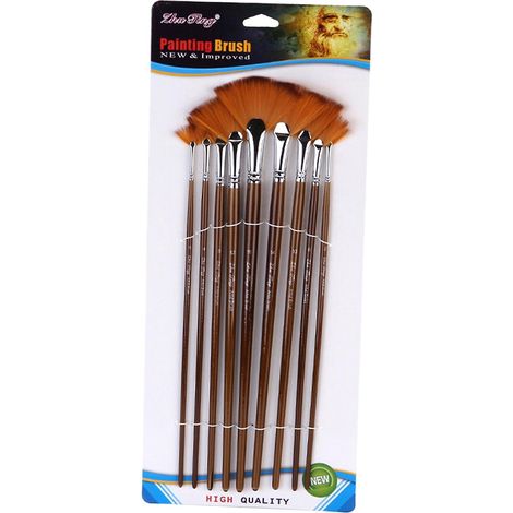 9-teiliges Fächerpinsel-Set mit weichen Nylonborsten für Aquarell-, Öl-, Acryl- und Gouachemalerei