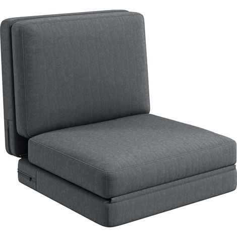 Canapé-lit pliable 3-en-1 en velours gris foncé, fauteuil sol, chaise longue et canapé-lit, charge jusqu’à 240 kg (1/5)