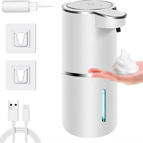 Automatischer Seifenspender – 380 ml – 4 Geschwindigkeitsstufen für Zuhause und Büro – Weiß (1/4)