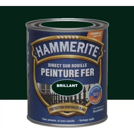 Peinture Fer Hammerite Direct sur Rouille Brillant Vert forêt 0,75 L (1/2)