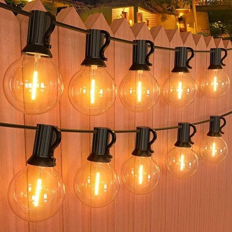 30 pièces Guirlande lumineuse G40, ampoules LED blanches chaudes, étanche IP45, 9 m, décoration extérieure jardin