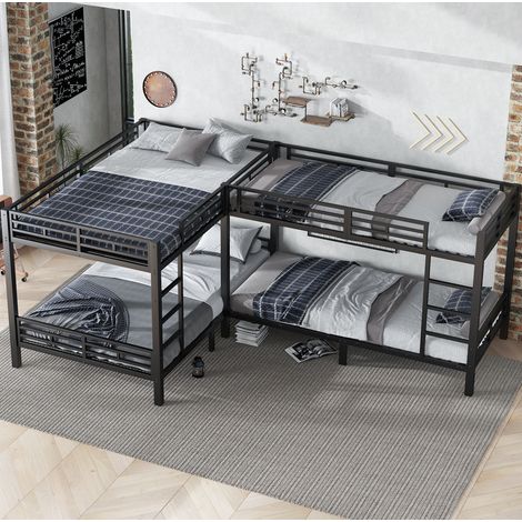 Cama dormitorio con escalera y dos tamaños negra OKMYHOME (1/5)
