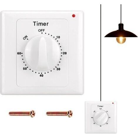 Interrupteur à rebours avec minuteur 60 minutes avec minuteur, protection contre l'eau en saillie pour salle de bain, ventilateur de salle de bain, ventilateur d'extraction (1/5)